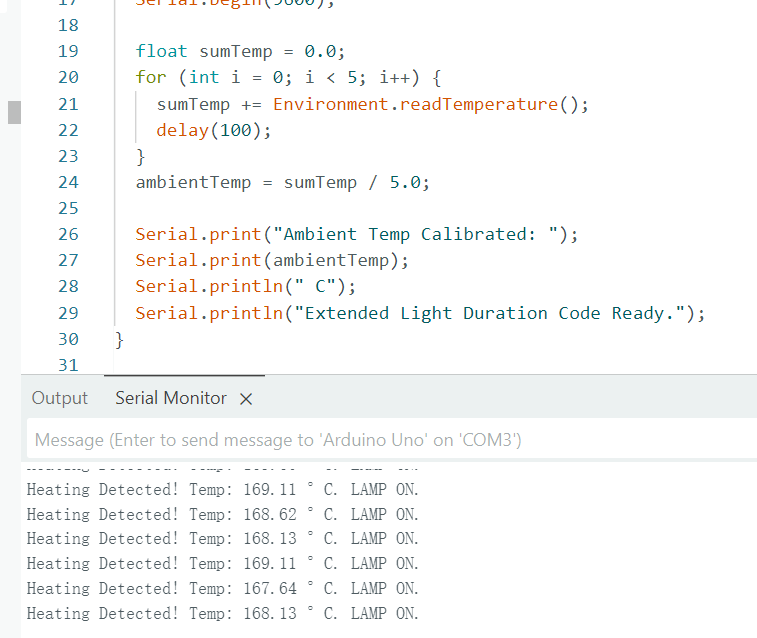 The testing I did with temperature sensor, it appears wried readings on the serial monitor.